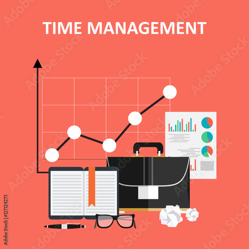 Time management, planning, organization. Modern flat design concepts for web banners