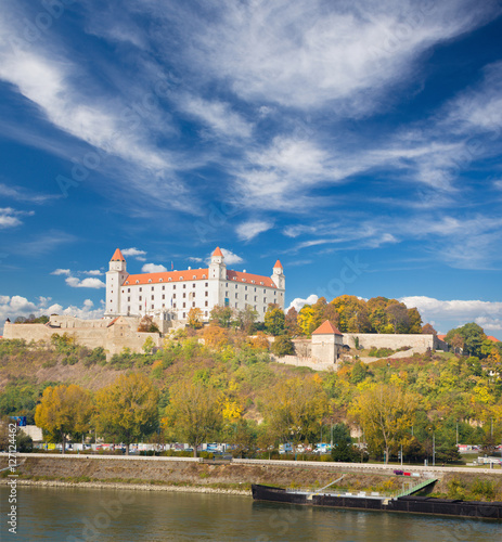 BRATISLAVA, SLOVAKIA, OCTOBER - 27, 2016: The caste from SNP bridge.