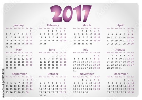  simple editable vector calendar 2017