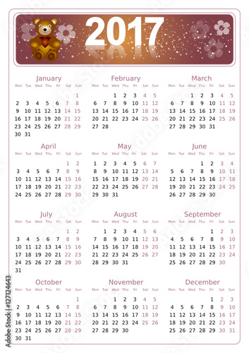  simple editable vector calendar 2017