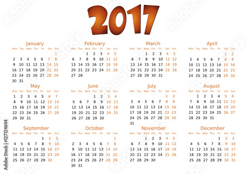 simple editable vector calendar 2017