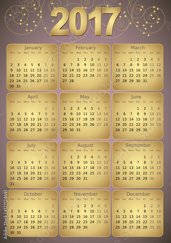  simple editable vector calendar 2017