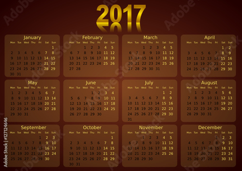  simple editable vector calendar 2017
