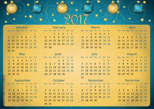  simple editable vector calendar 2017