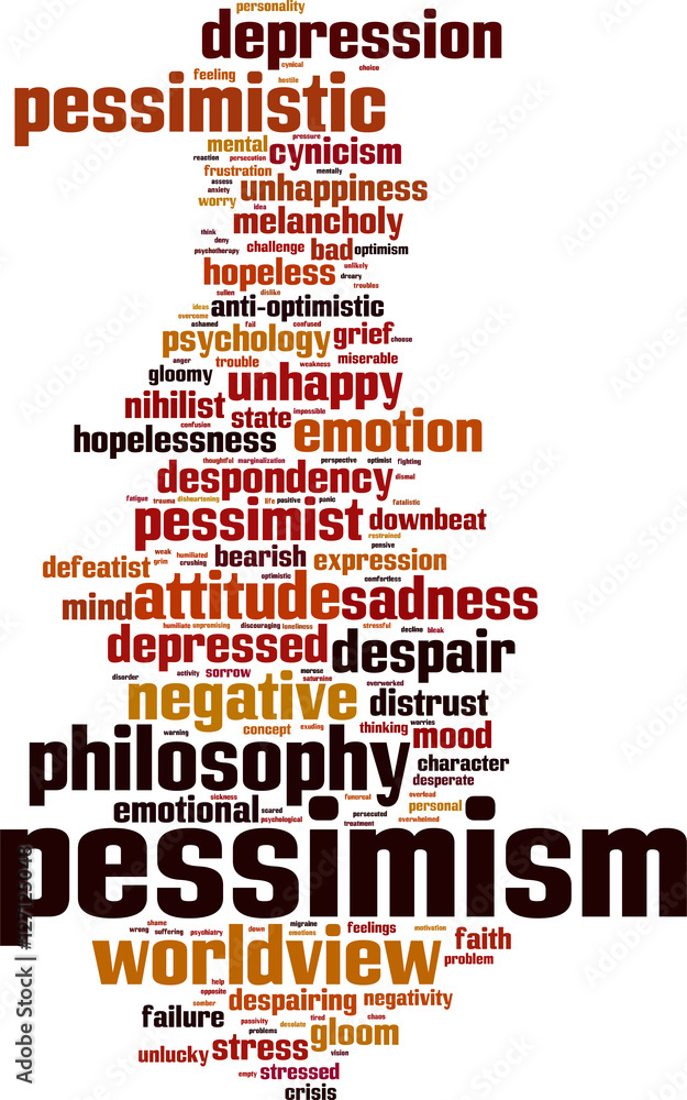 Pessimism word cloud concept. Vector illustration