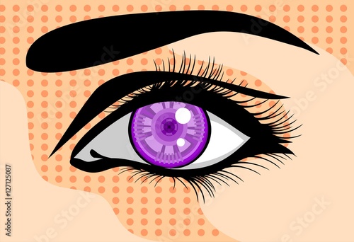 Violet woman eye biomechanical
