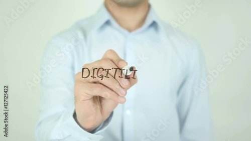 Digitilization, Man Writing on Screen photo
