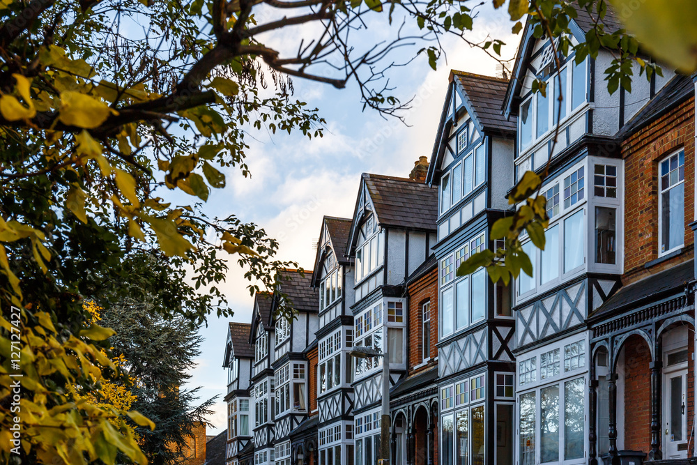 Fototapeta premium Private house in Richmond suburb of London in autumn