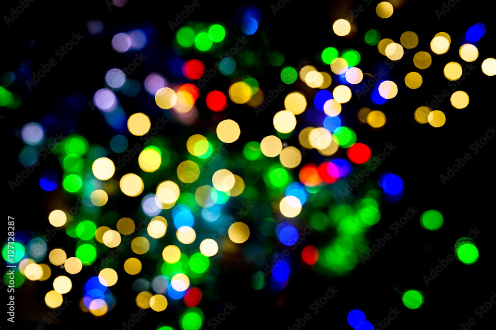 Defocused lights christmas decorations Abstract multicolor backg