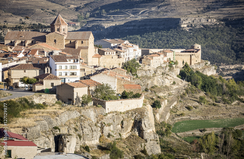 a view of Cantavieja town, province of Teruel, Aragon, Spain
