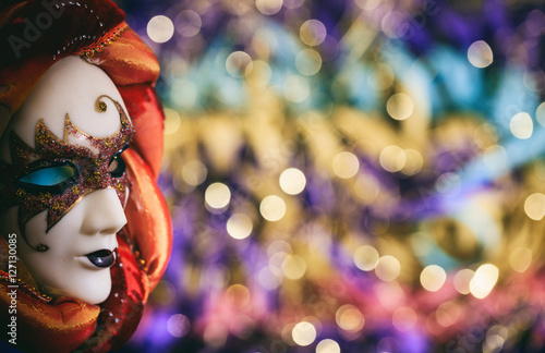 Fototapeta Naklejka Na Ścianę i Meble -  Carnival mask on colorful blur background