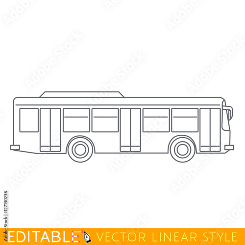 City bus. Editable outline sketch icon.