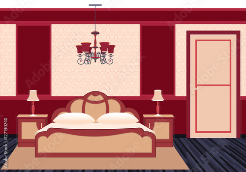Classic bedroom interior in bright colors.