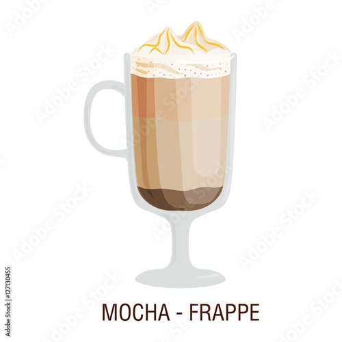 Coffee cups different cafe drinks mocha frappe