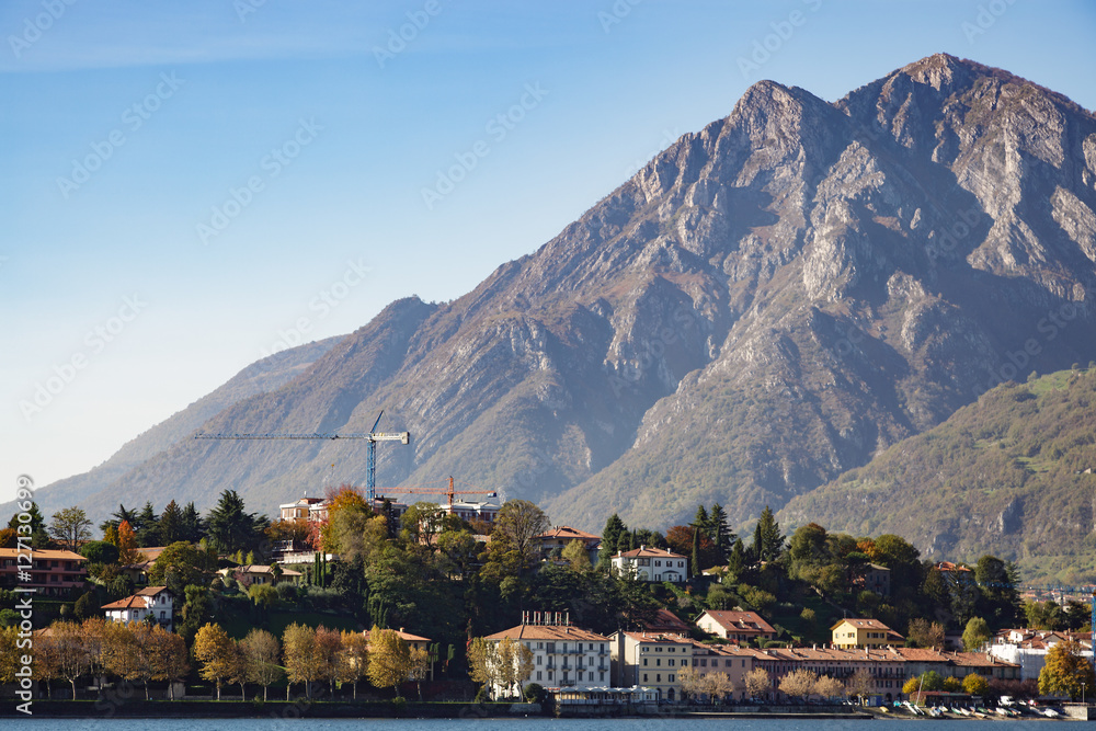 View of a Small Community opposite Lecco in Italy