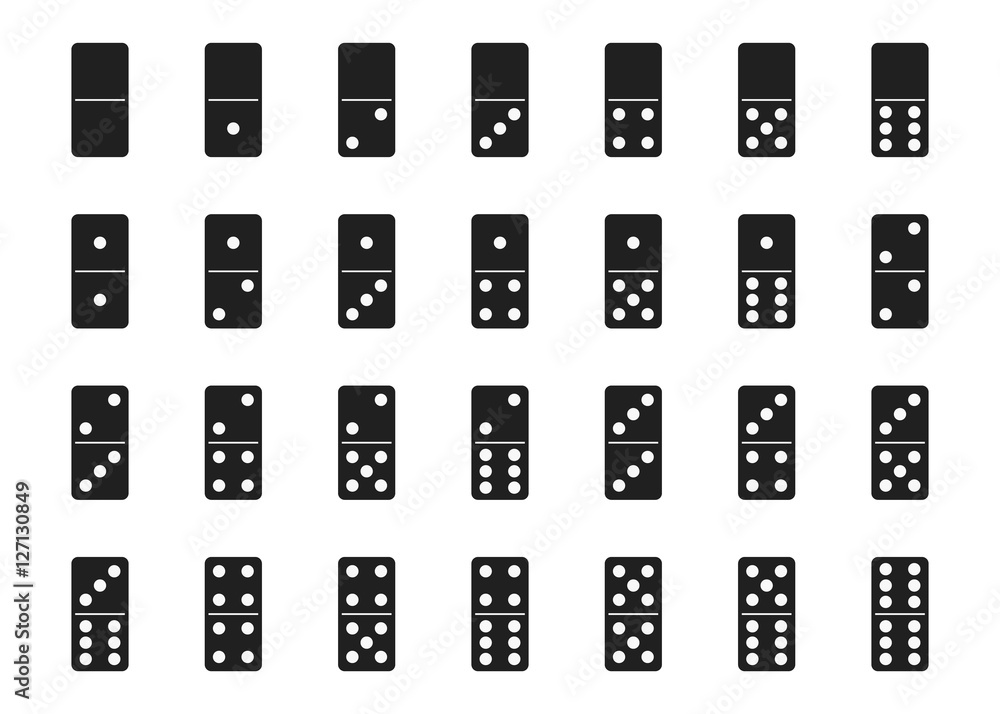 Vector isolated black domino set Vector isolated black domino set
