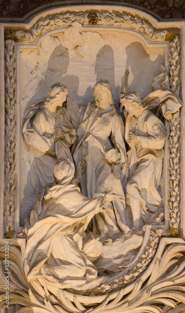 ROME, ITALY - MARCH 10, 2016: The relief of scene from life of St. James the Lees the Apostle by Salvatore Bercari (18. cent.).