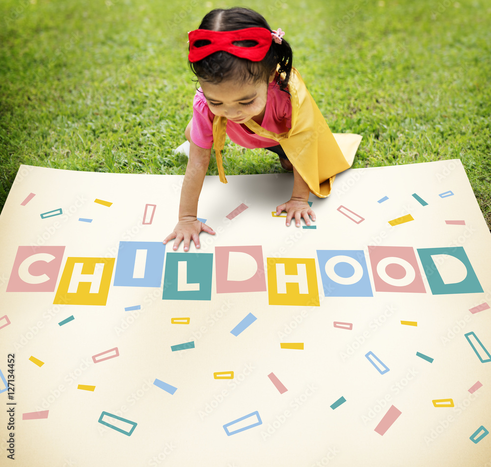 Childhood Children Confetti Cubes Graphic Concept Childhood Children Confetti Cubes Graphic Concept