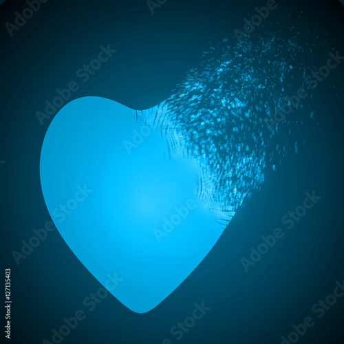 dissolving heart shape. blue version.