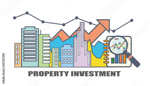 Flat line illustration design for property investment, real Estate Market analysis