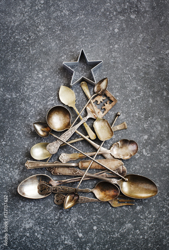 Abstract Christmas tree made from cutlery © Anjelika Gretskaia