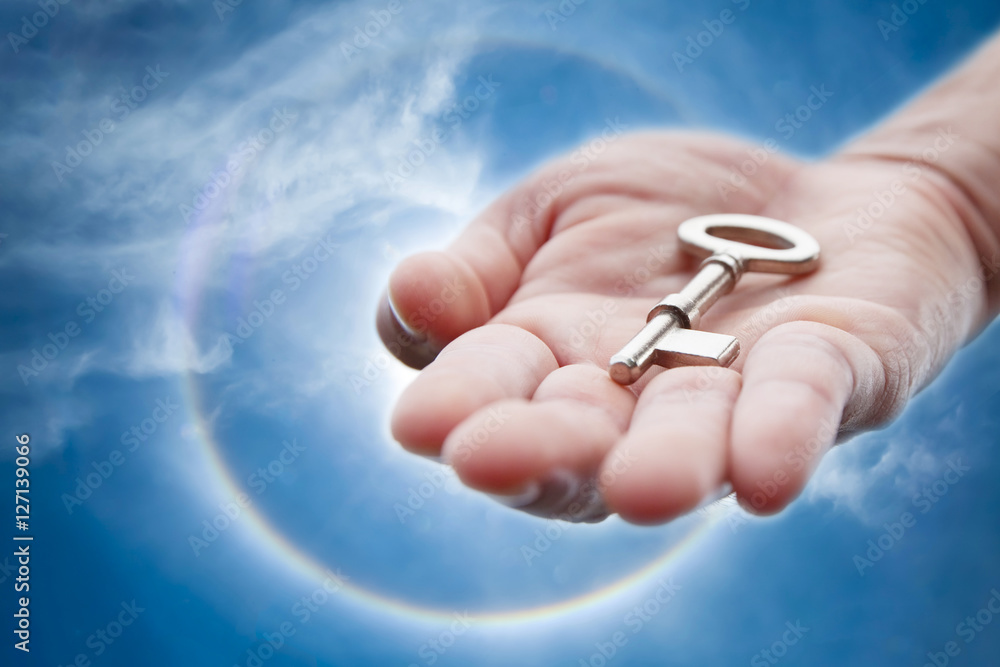 Hand giving retro key.Success concept. Hand giving retro key.Success concept.