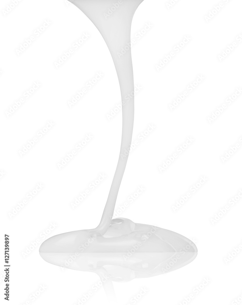 white cream flowing down isolated on a white background white cream flowing down isolated on a white background
