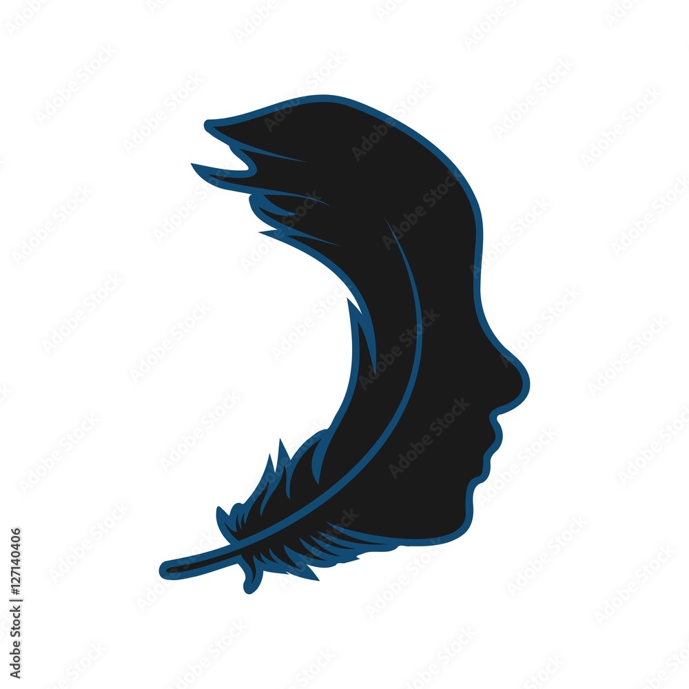Abstract face logo design, face quill logo design Abstract face logo design, face quill logo design