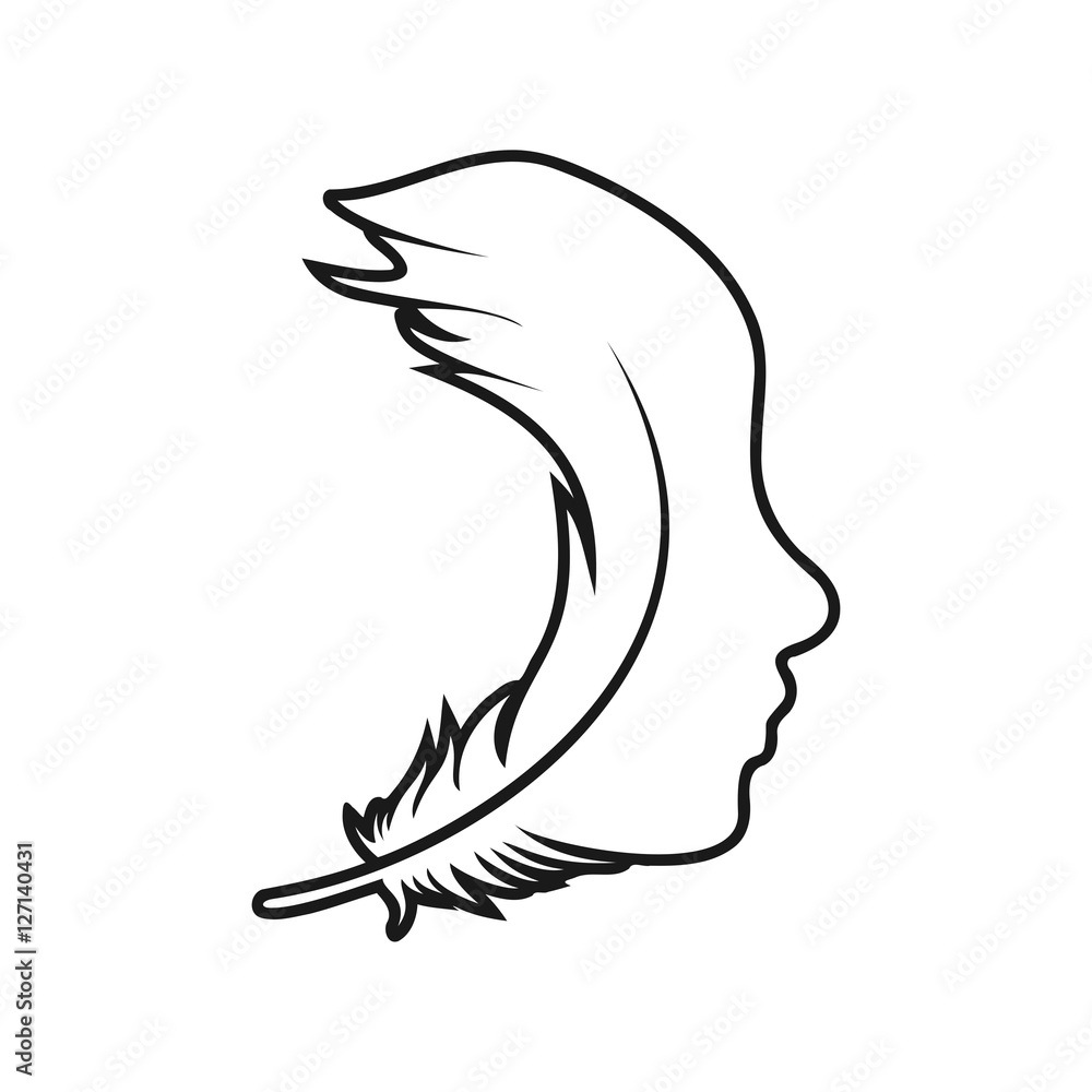 Naklejka premium Abstract face logo design, face quill logo design