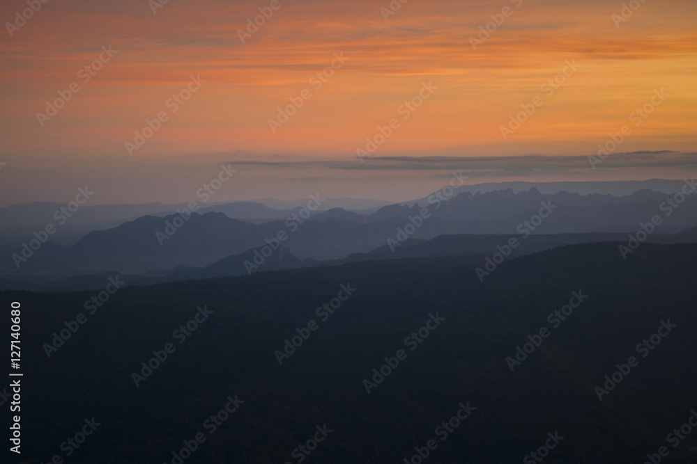 panoramic view of mountain during sunset with beautiful orange s panoramic view of mountain during sunset with beautiful orange s