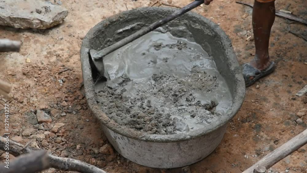 Cement mixer in construction site,Mixing cement for the preparation in construction site. Cement mixer in construction site,Mixing cement for the preparation in construction site.