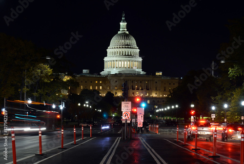 Pennsylvania Avenue and the Capitol Building in Washington DC at night, capital of the United States of America © nyker