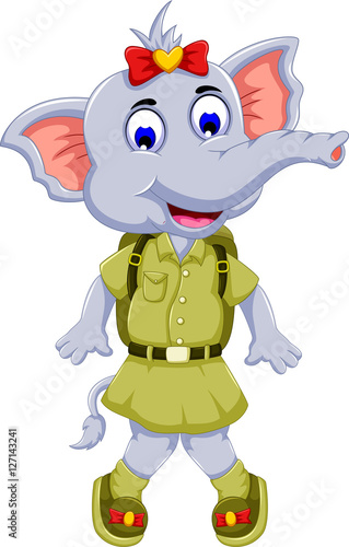 funny elephant cartoon with safari uniform
