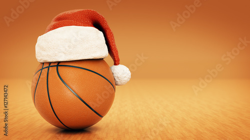 Christmas concept. Orange basket ball. 3d rendering