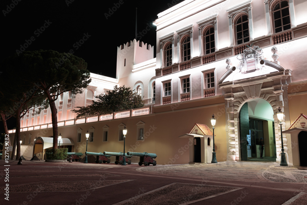 Prince's Palace in Monaco at night