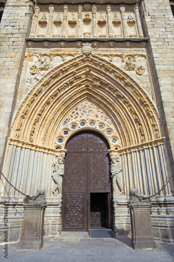 Avila - The main gothic portal of Catedral de Cristo Salvador.