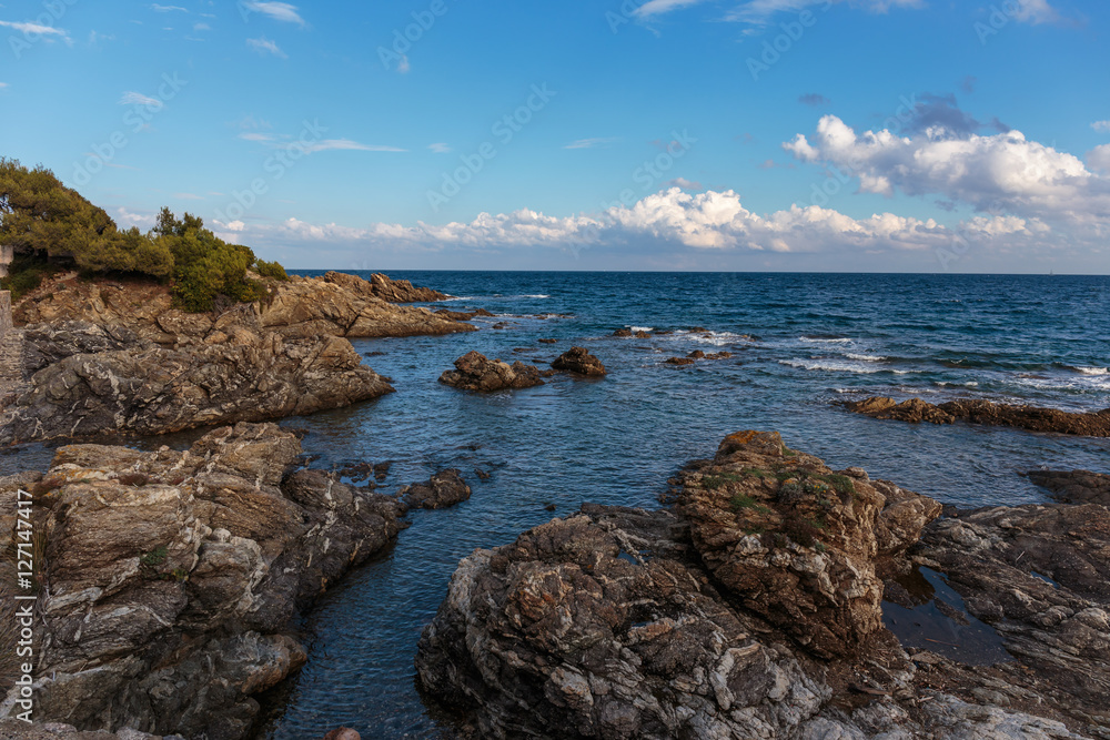 Rocky coves on the Cote d'Azur, France Rocky coves on the Cote d'Azur, France