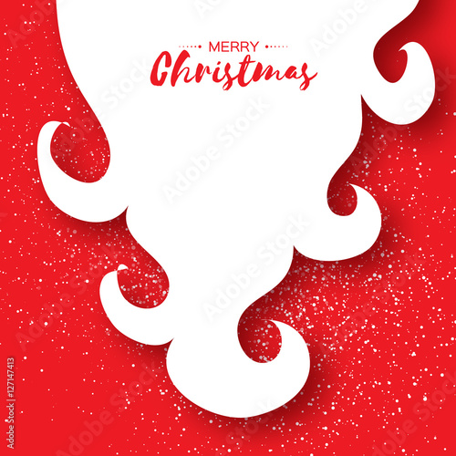 Merry Christmas card with paper cutout Santa Claus beard