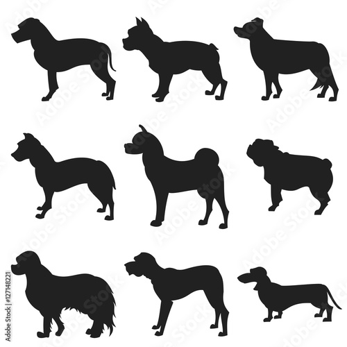 Set of dogs black silhouette