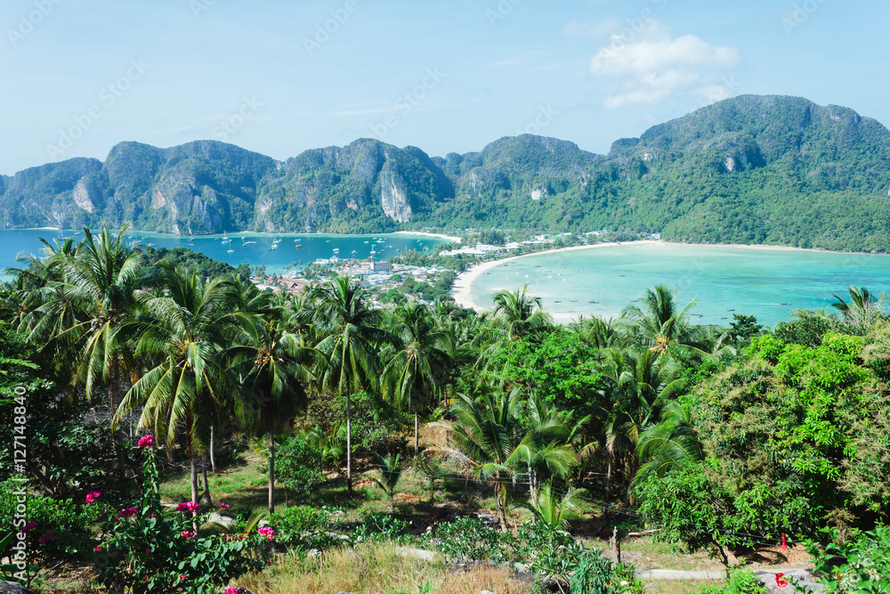 View of the island  Phi Phi Don  from the viewing point,  South