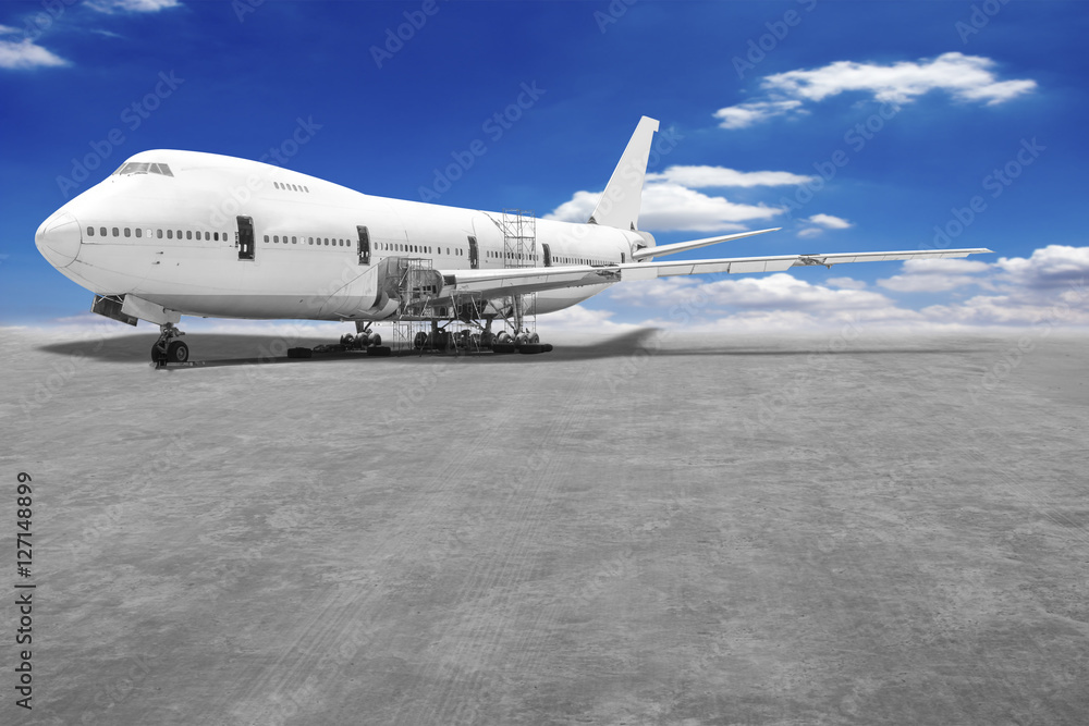 This airplane is disassembled to basic parts are performing repa This airplane is disassembled to basic parts are performing repa