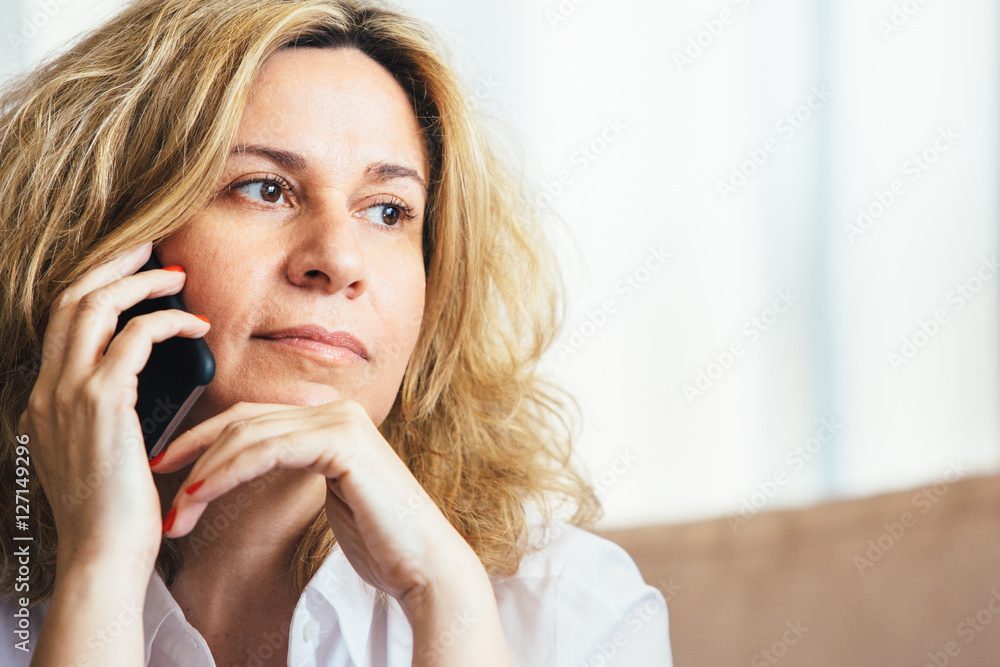 Close-up of woman calling over cell Close-up of woman calling over cell
