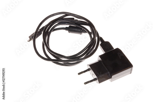 Mobile phone charger cable isolate on white background