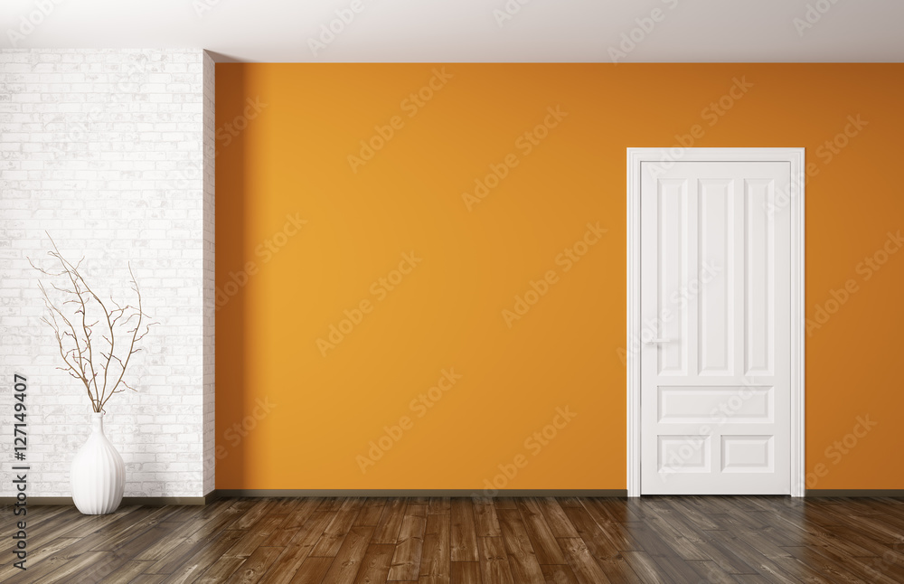 Fototapeta premium Interior of room with door 3d rendering