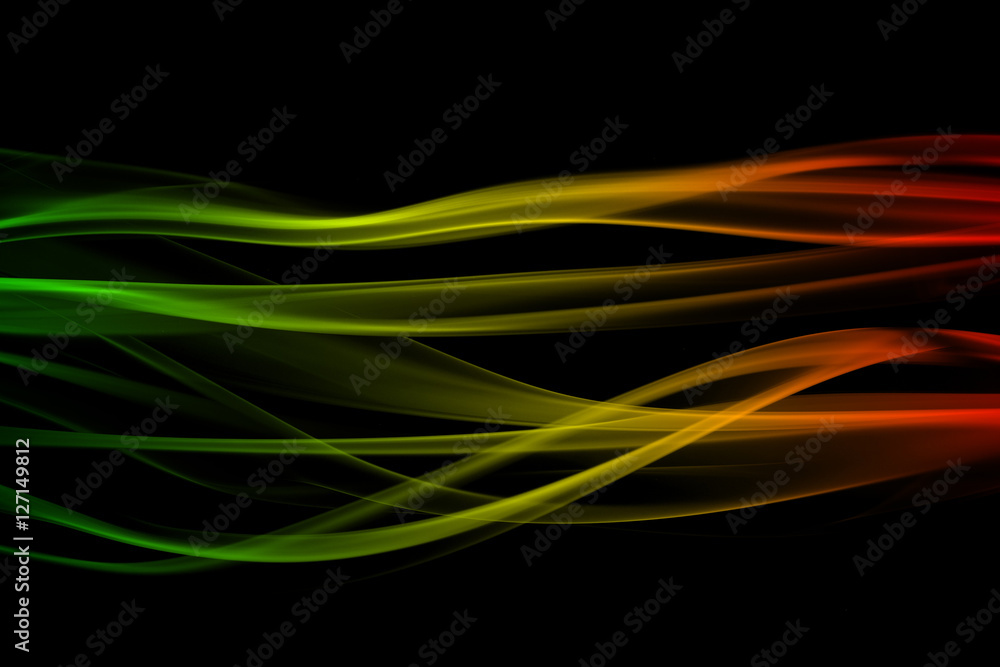 Naklejka premium abstract background smoke curves and wave reggae colors green, y