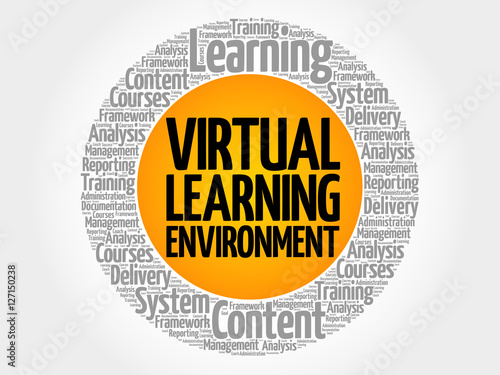 Virtual Learning Environment circle word cloud, business concept