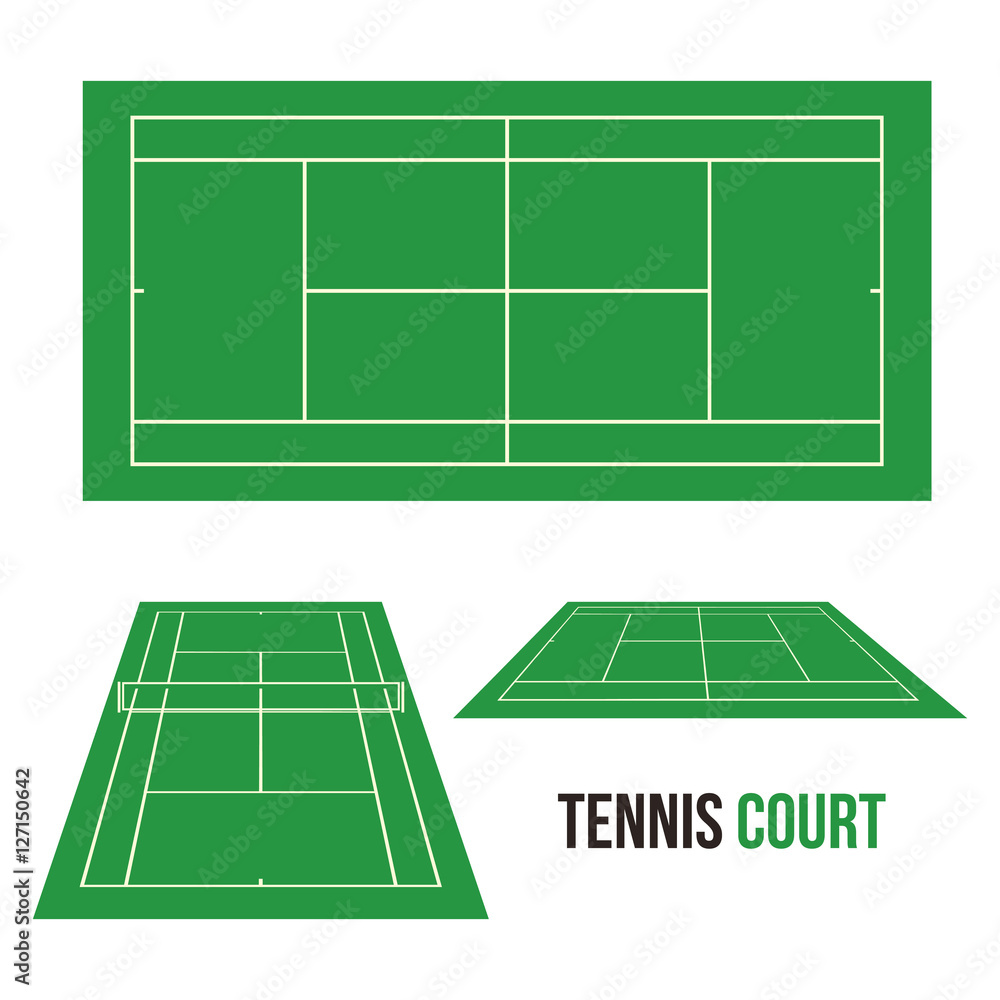 Tennis Grass Court Field Vector Drawing Illustration