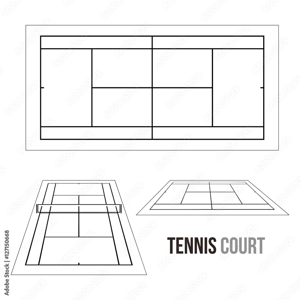 Tennis Court Field Vector Drawing Illustration Stock Vector | Adobe Stock