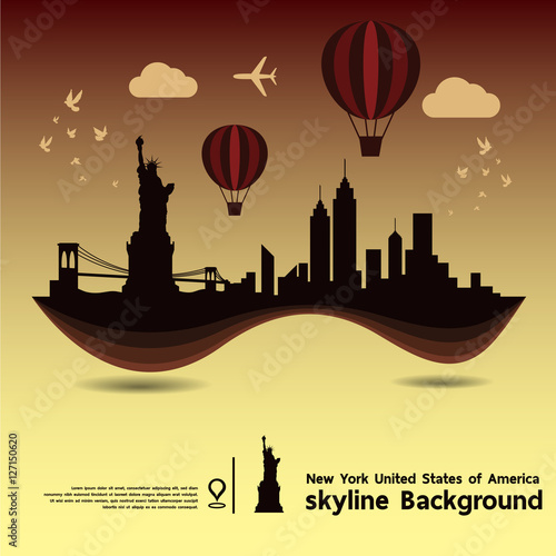 New York, United States of America, skyline background and  travel destination, vector Illustration