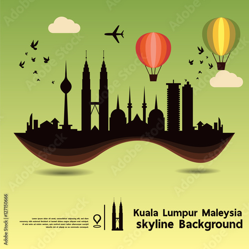Photography Kuala Lumpur, Malaysia, skyline background and  travel destination, vector Illus